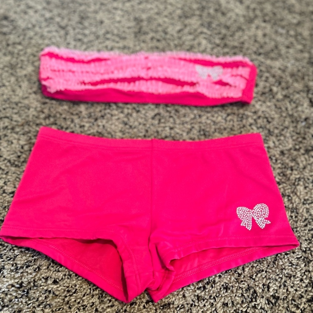 50%offw❤️ 2pc tube top shorts swimming suit bling bow no tags 14